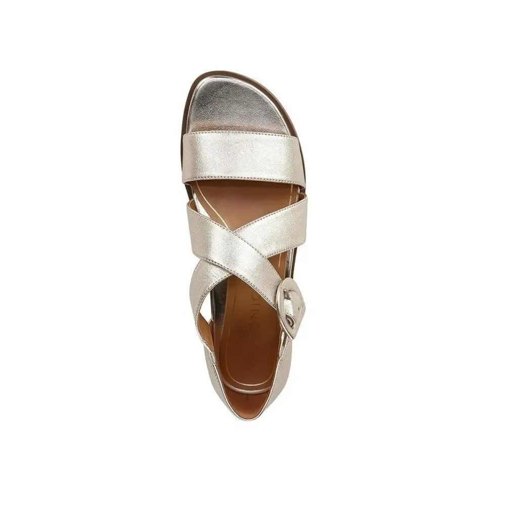 Vionic Pacifica Supportive Orthotic Sandal Gold Metallic Leather Women’s 9 Wide